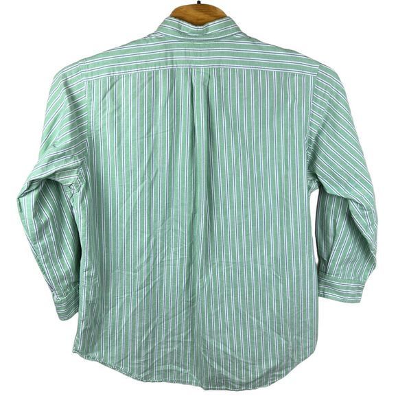 Ralph Lauren Mens Green Striped Custom Fit Long Sleeve Button Down Shirt Neck 17 - Picture 2 of 5
